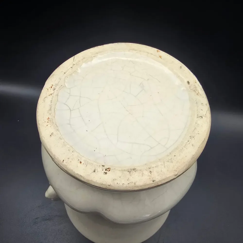 McCoy White Vase with Floral Handles Vintage USA Pottery